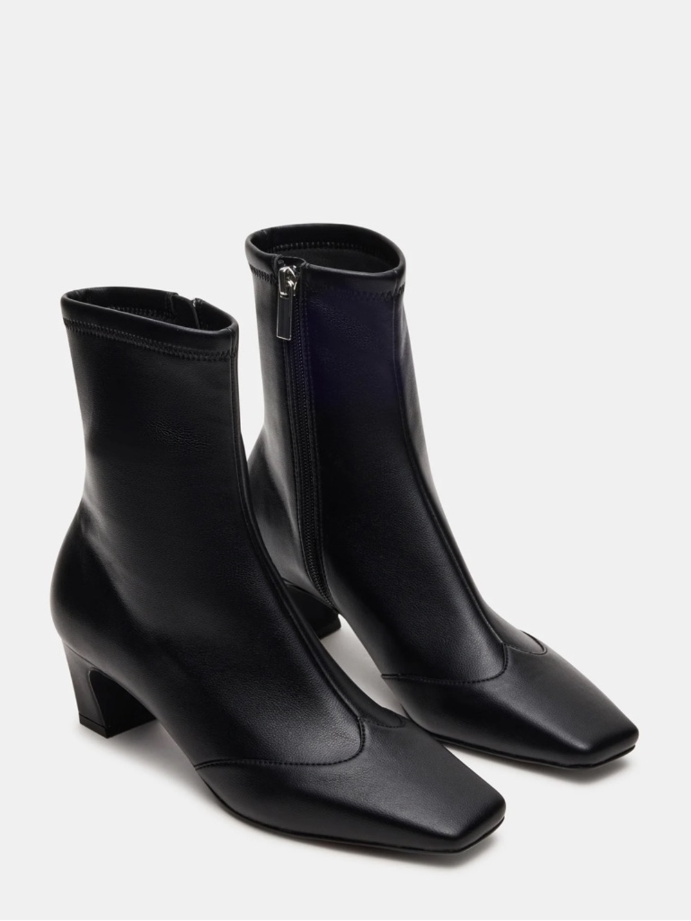 Black Square-Toe Ankle Bootie